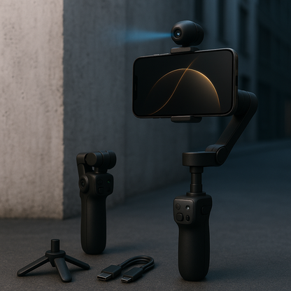 Smart V8™ Gimbal – 3-Axis Phone Stabilizer with Tripod & AI Tracking (Full Kit)