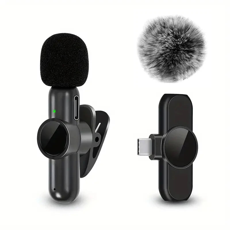 Wireless Microphone With Windproof Cover Audio Video Recording