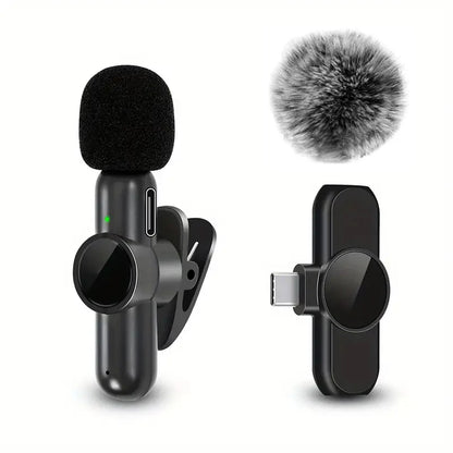 Wireless Microphone With Windproof Cover Audio Video Recording