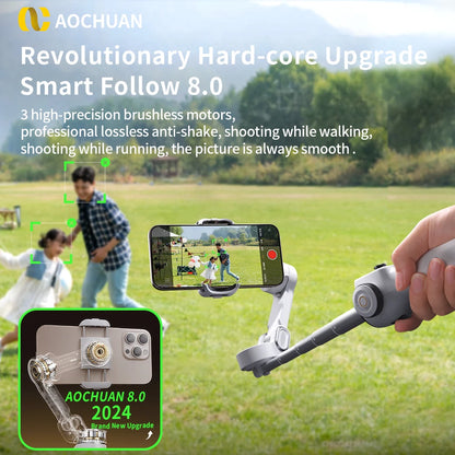 Smart V8™ Gimbal – 3-Axis Phone Stabilizer with Tripod & AI Tracking (Full Kit)