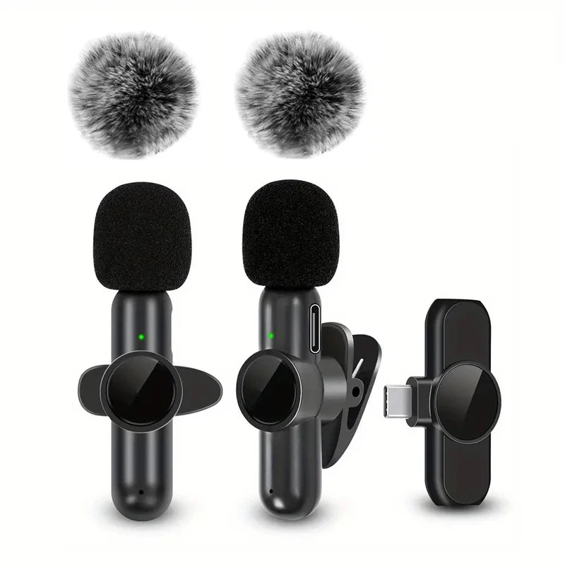 Wireless Microphone With Windproof Cover Audio Video Recording