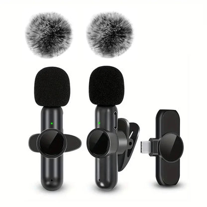 Wireless Microphone With Windproof Cover Audio Video Recording