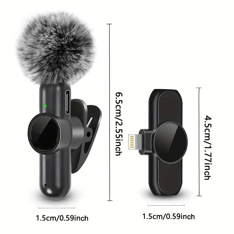 Wireless Microphone With Windproof Cover Audio Video Recording
