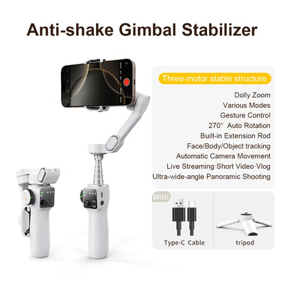 Smart V8™ Gimbal – 3-Axis Phone Stabilizer with Tripod & AI Tracking (basic kit)