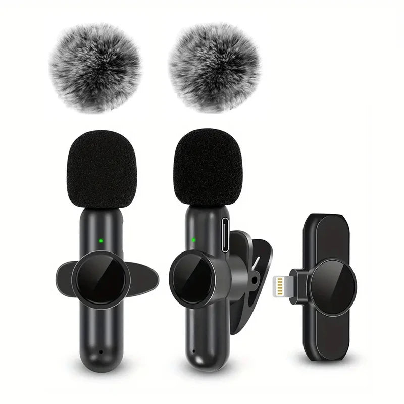 Wireless Microphone With Windproof Cover Audio Video Recording