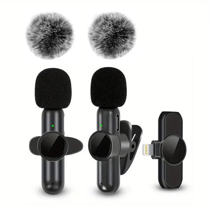 Wireless Microphone With Windproof Cover Audio Video Recording