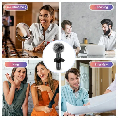 Wireless Microphone With Windproof Cover Audio Video Recording