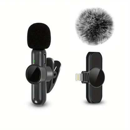Wireless Microphone With Windproof Cover Audio Video Recording